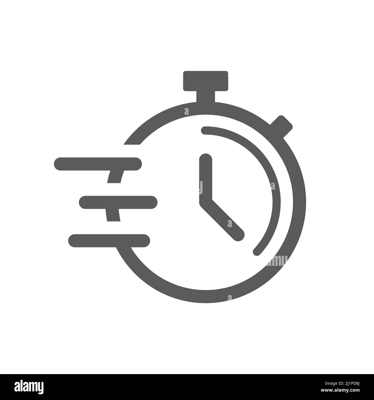 Fast clock or stopwatch black vector icon. Speed timer filled symbol. Stock Vector