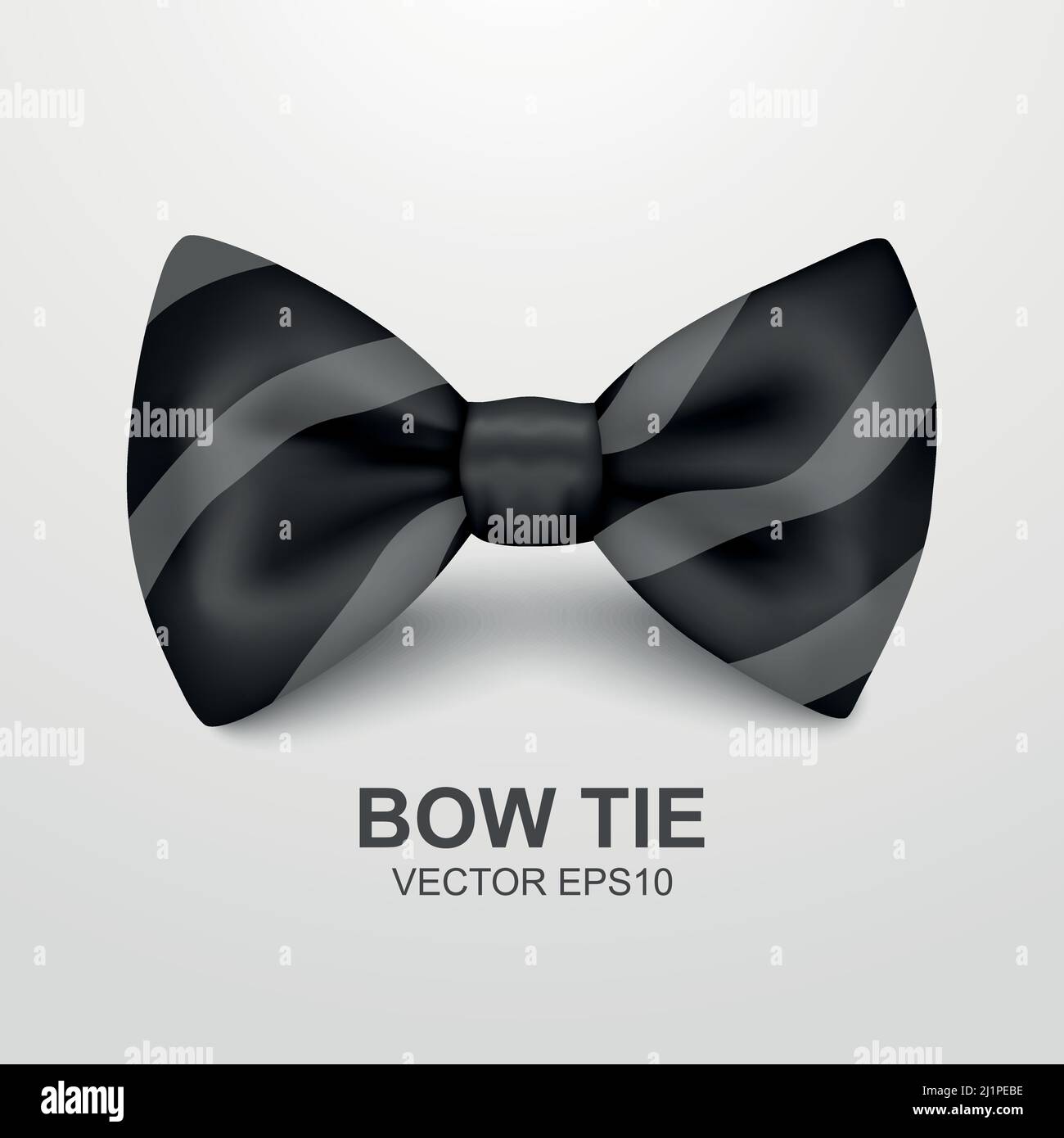 Vector 3d Realistic Striped Black Bow Tie Icon Closeup Isolated on ...