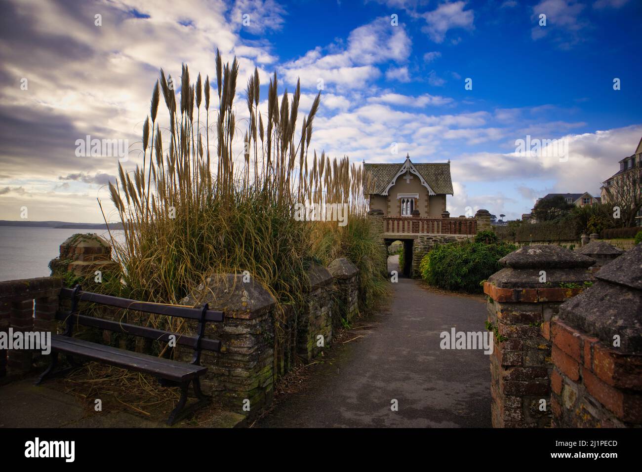 Falmouth Beach path under the old Cliff Road Chapel, lovely town on the