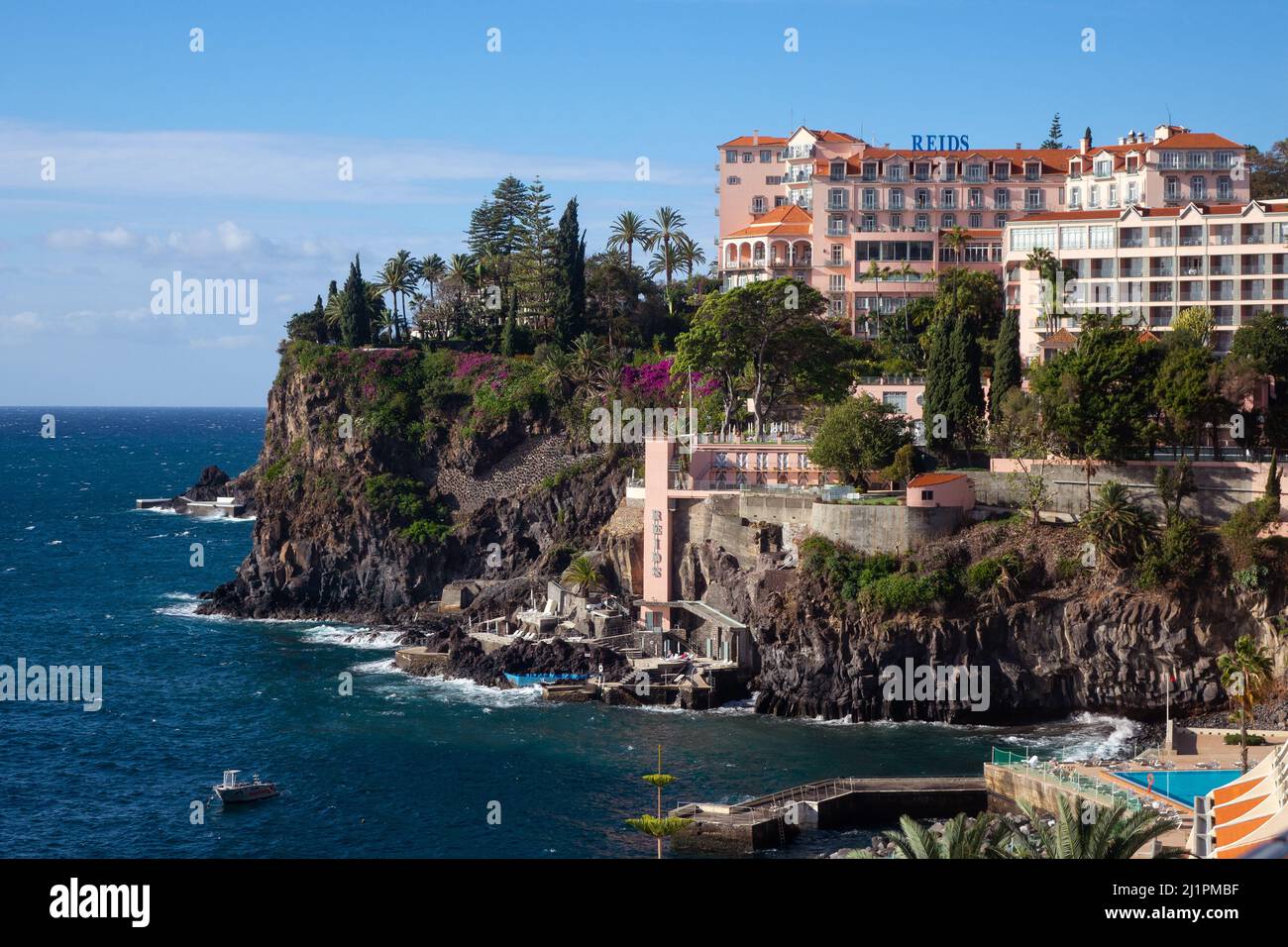 Portugal, Madeira, Funchal, Reid's hotel & coastline Stock Photo