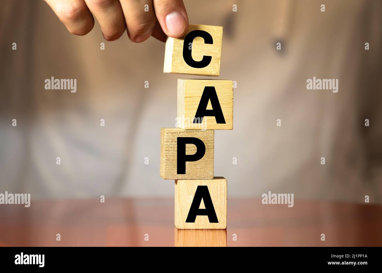 words CAPA Corrective and Preventive action plans. Stock Photo