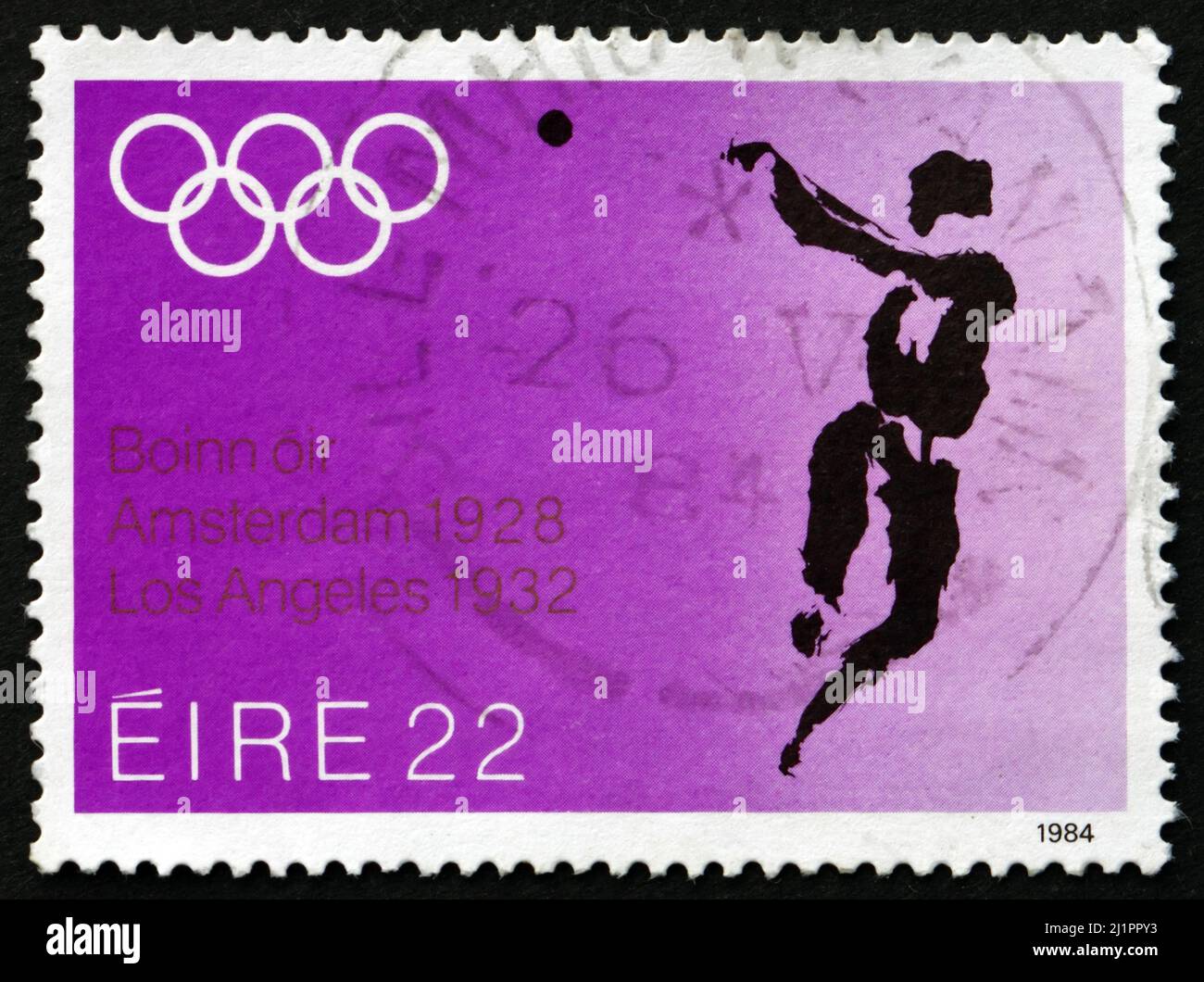 IRELAND CIRCA 1984 A stamp printed in Ireland shows Hammer Throw