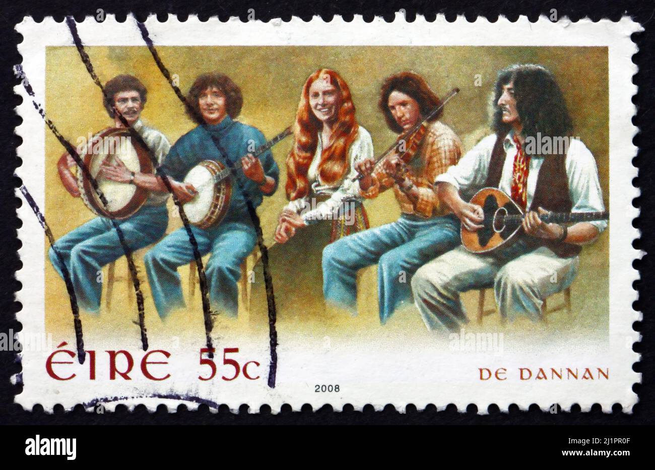 IRELAND - CIRCA 2008: A stamp printed in Ireland shows De Dannan, is an Irish Folk Music Group, circa 2008 Stock Photo