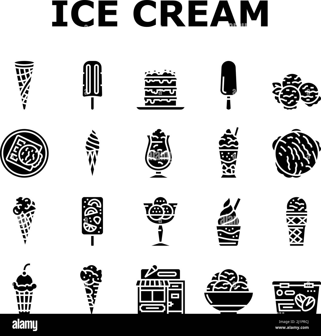 Ice Cream Delicious Dessert Food Icons Set Vector Stock Vector Image ...