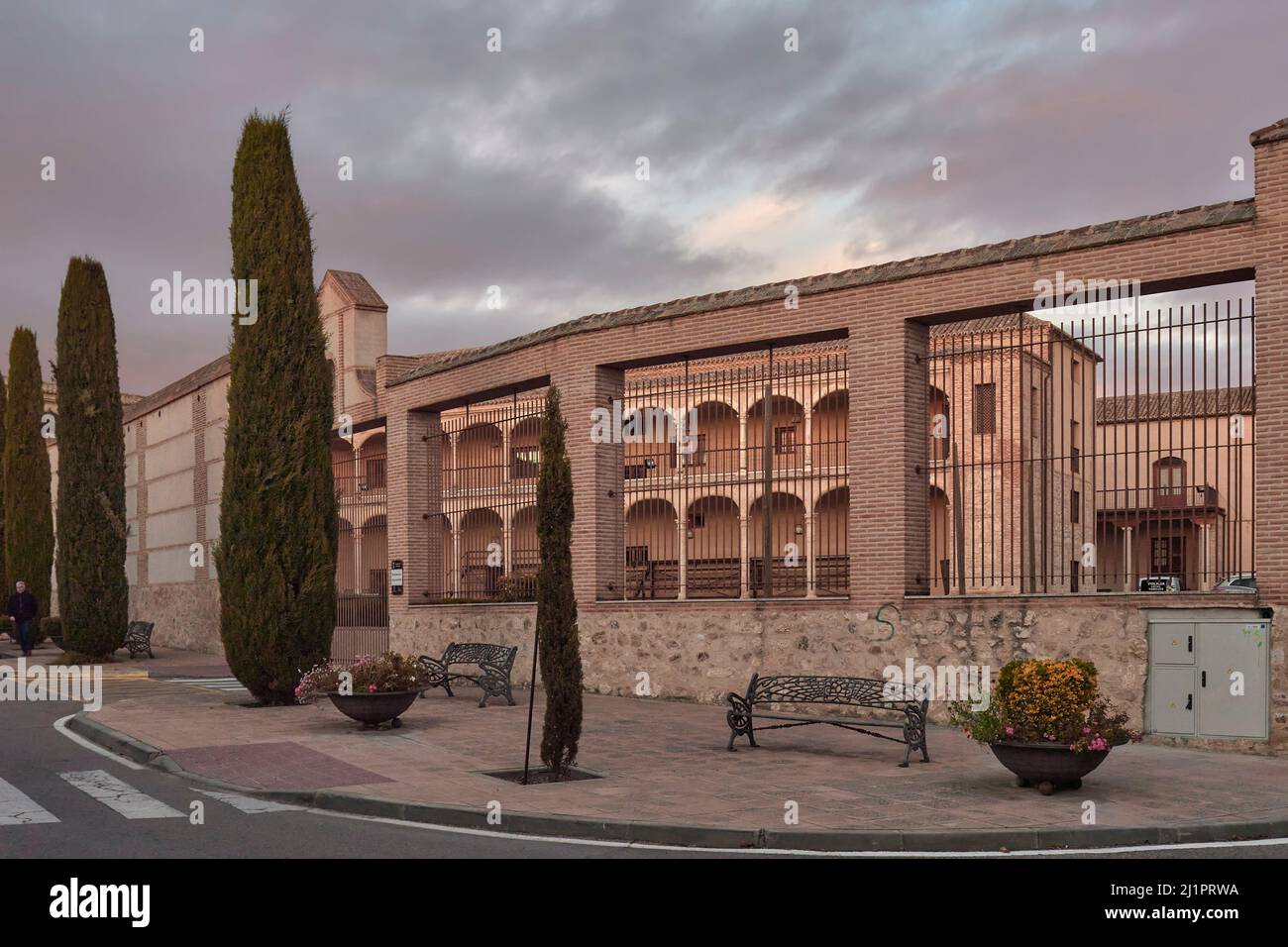 Porticoed courtyard Maria de Padilla 14th century Renaissance exterior cloister of the palace of Don Pedro I of Castile, in Torrijos, Toledo, Spain Stock Photo