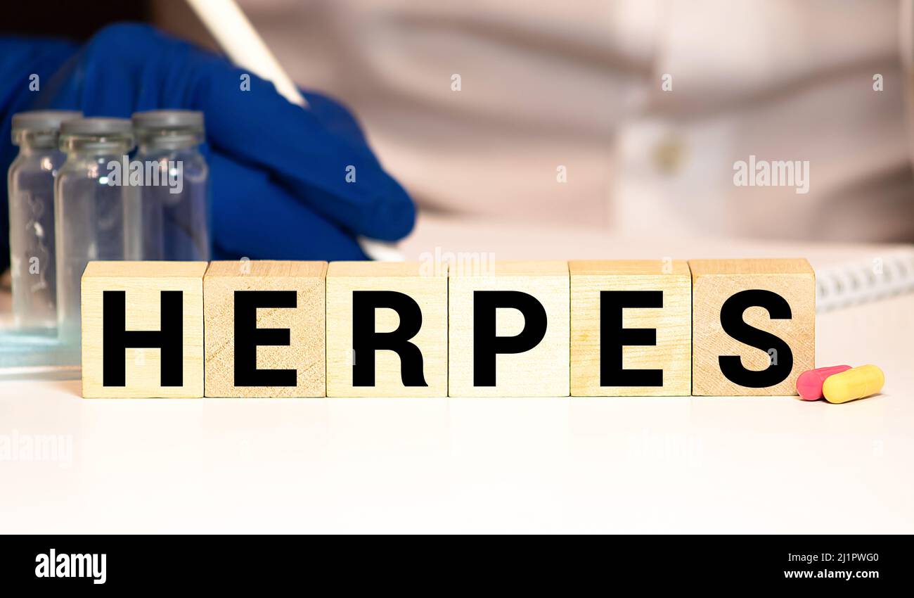 Herpes - word from wooden blocks with letters Stock Photo