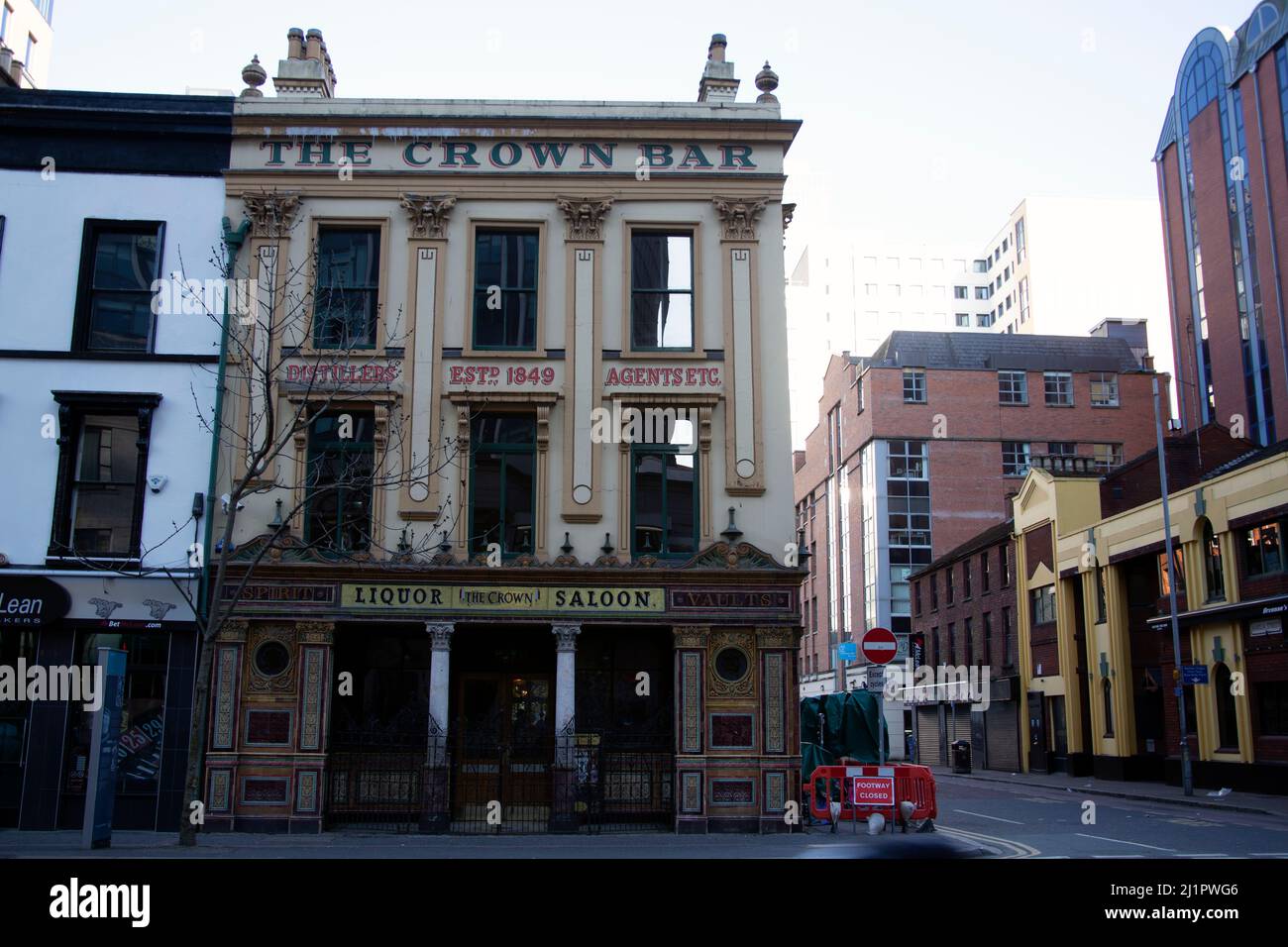 The exterior of the Crown Bar one of the most famous pubs in Belfast Great Victoria Street