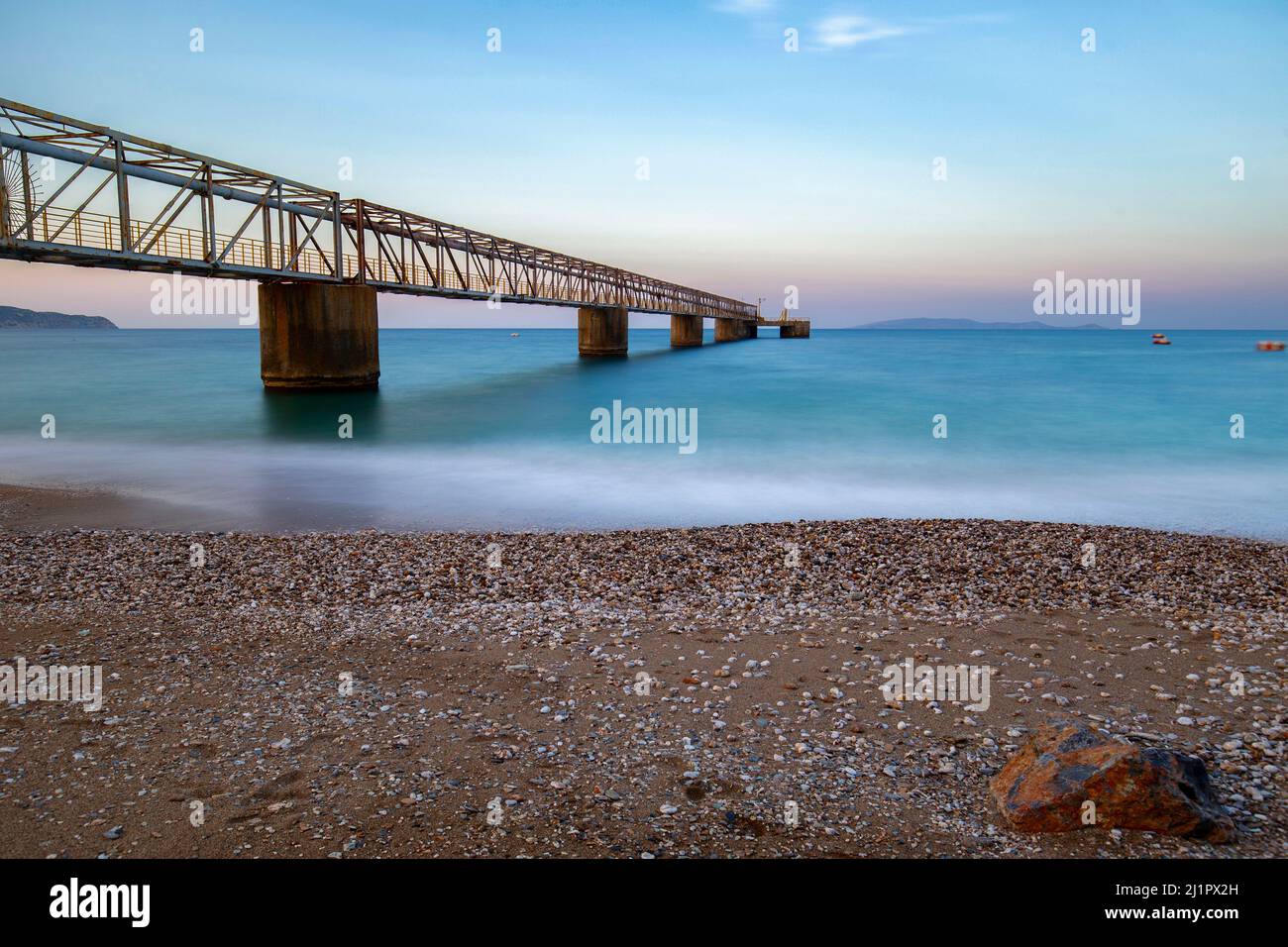 Construction over the sea at Crete island - Stock Image