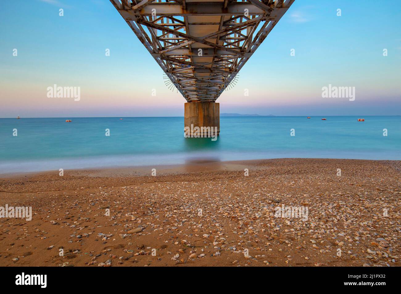 Construction over the sea at Crete island - Stock Image