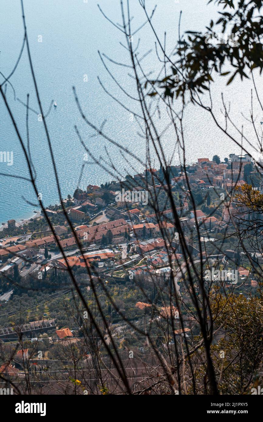 A vertical photo of a village on the hillside Stock Photo - Alamy