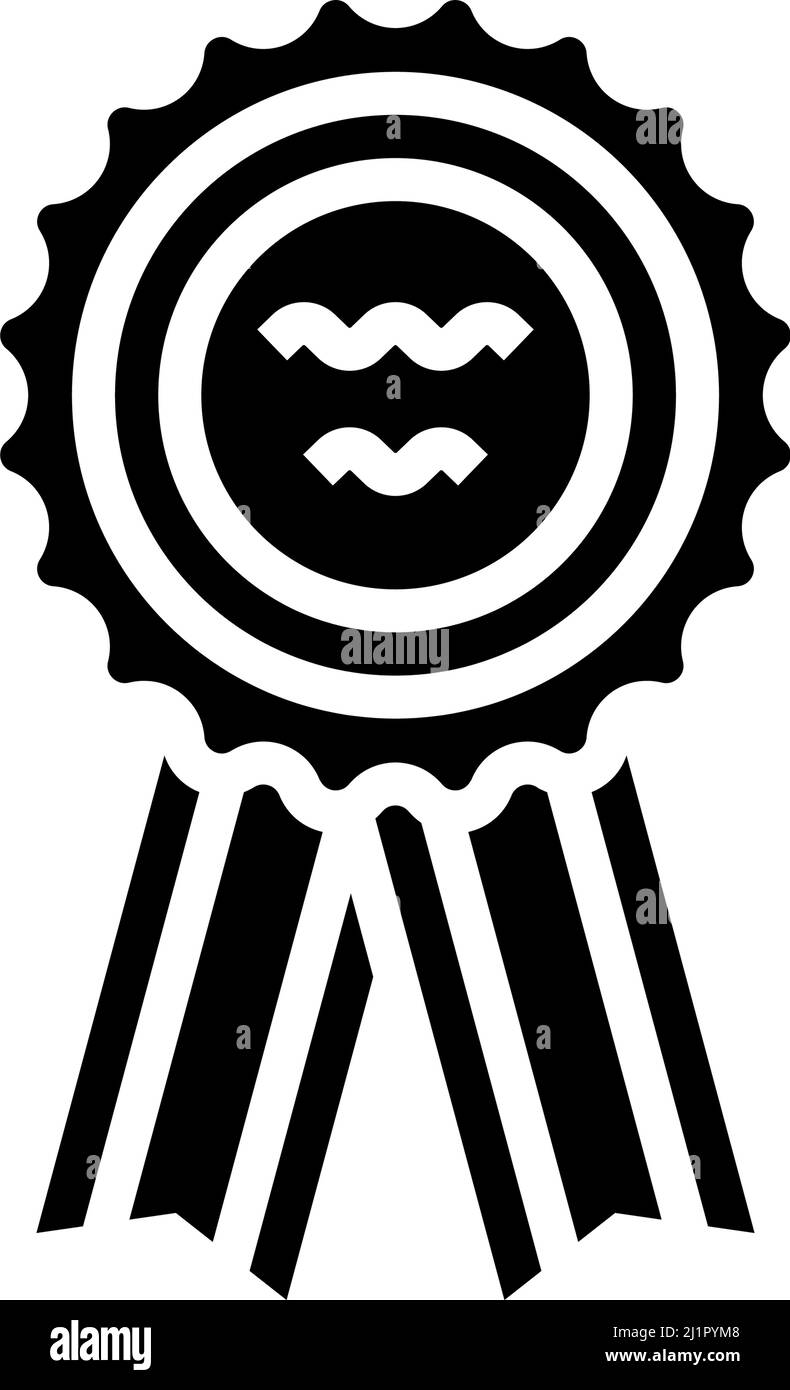 badge ribbon reward glyph icon vector illustration Stock Vector