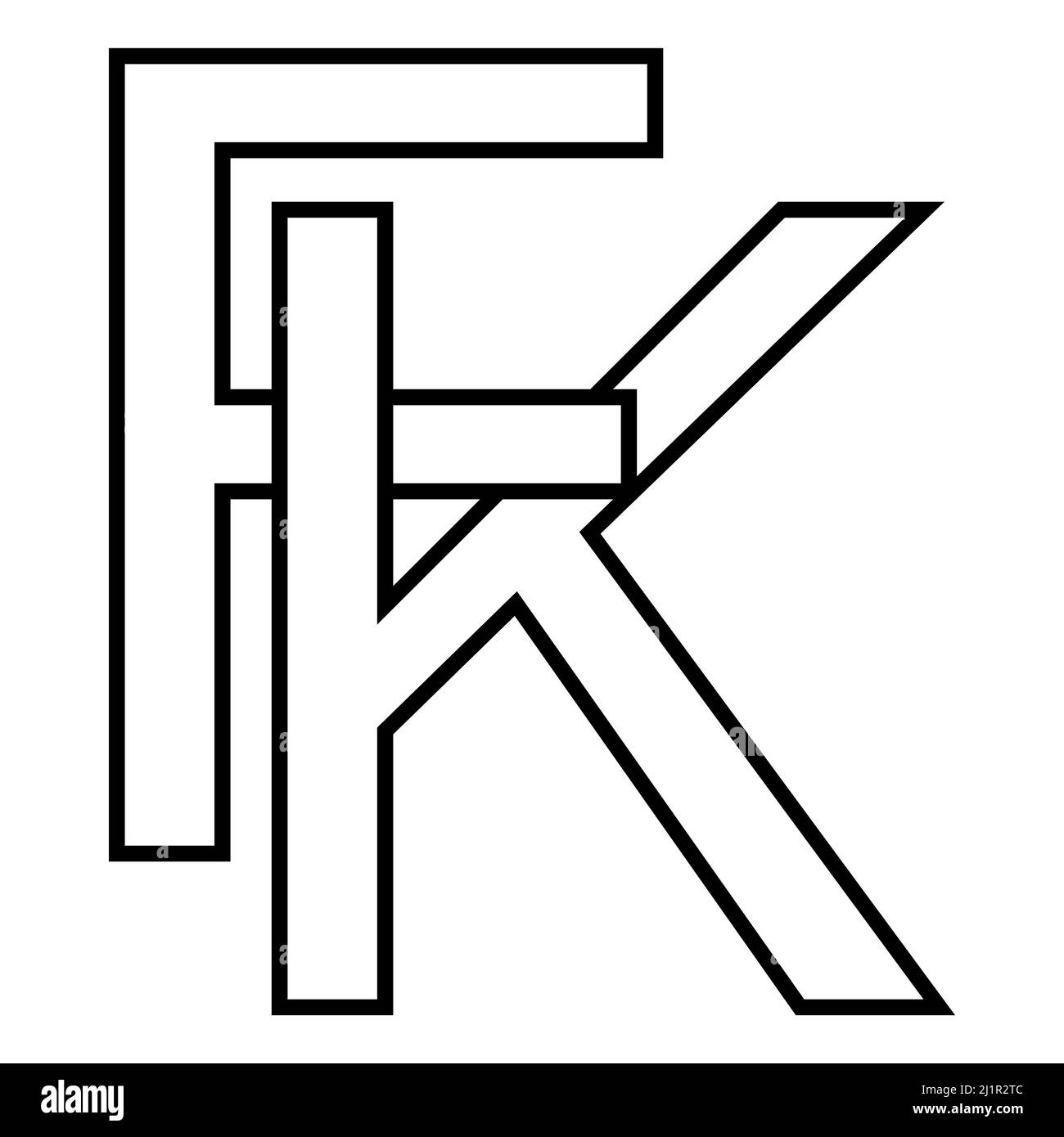 Logo sign, fk kf icon nft fk interlaced letters f k Stock Vector
