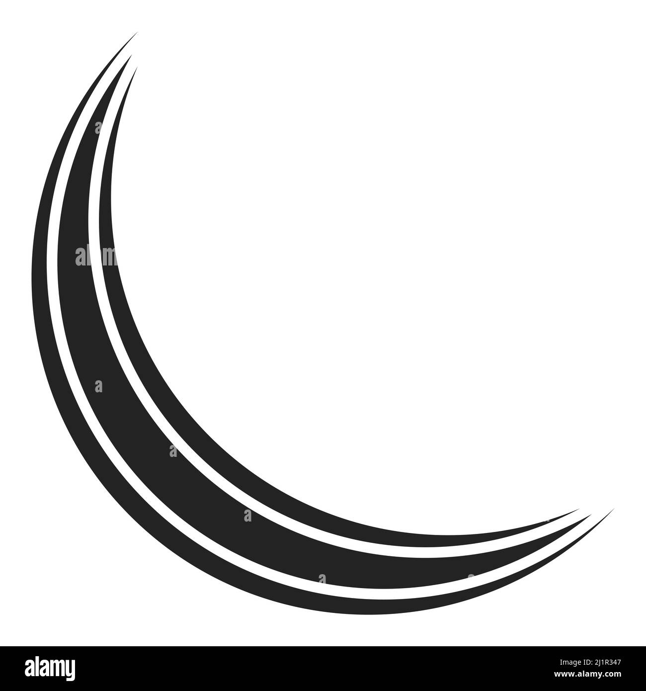 Logo curved triple stripe in the shape of a crescent moon Stock Vector