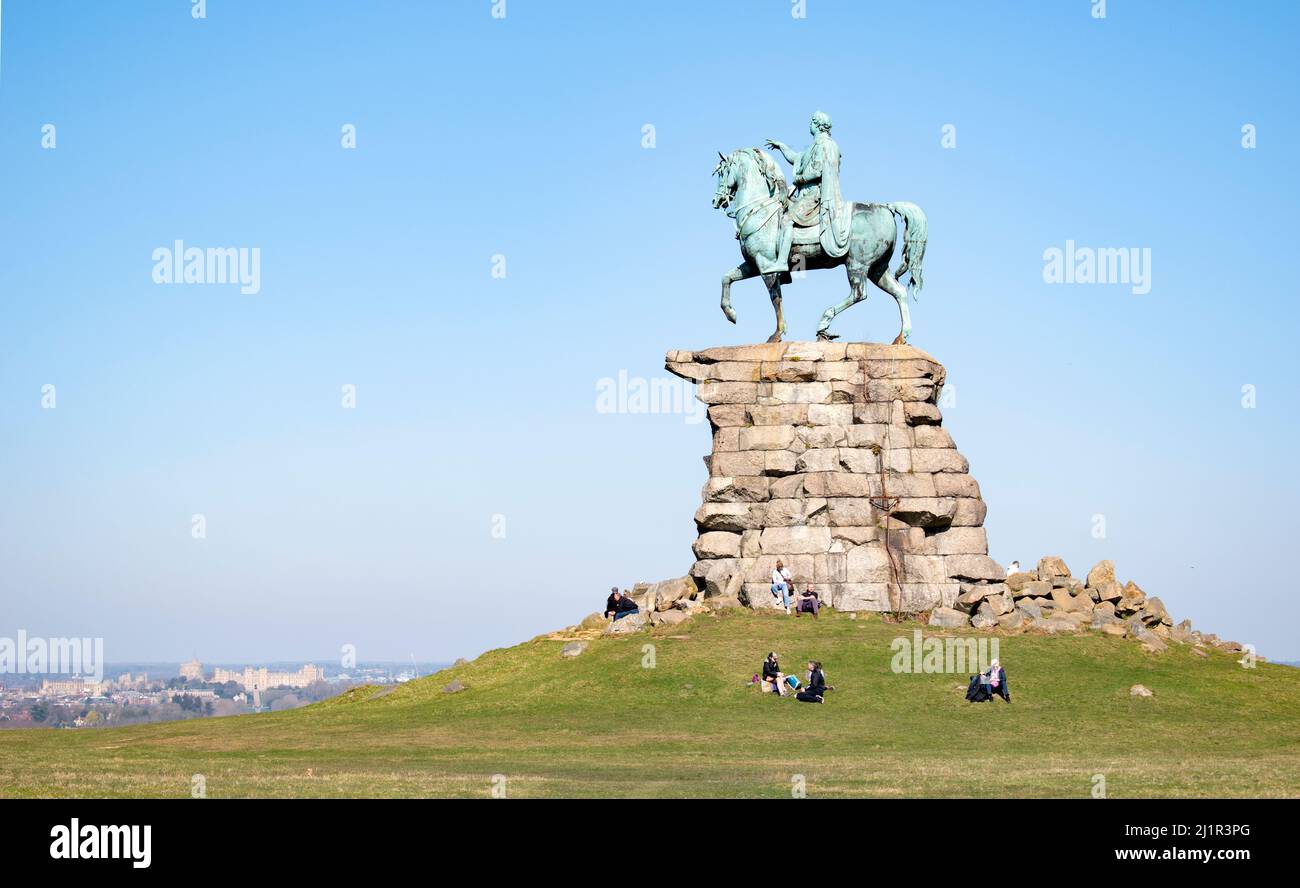 March 19th 2022 - Windsor, UK: The copper Horse - equestrian statue of George III in Windsor Stock Photo