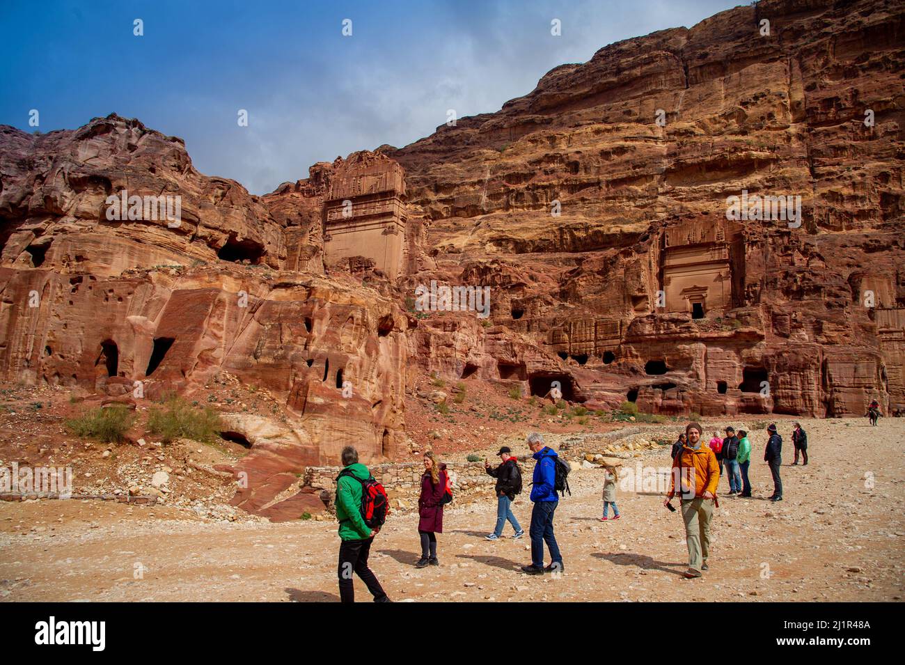 Tourists from different countries visiting Petra Jordan 20 February 2020 Stock Photo