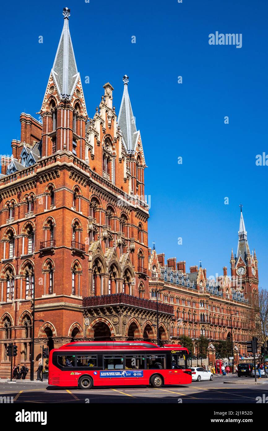 St Pancras Station Hotel London - St Pancras Renaissance Hotel formerly the Midland Grand Hotel designed by George Gilbert Scott, opened 1873. Stock Photo