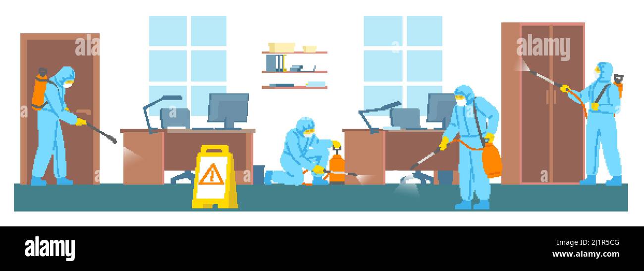 Office disinfection. Cleaning service. Antibacterial premises treatment