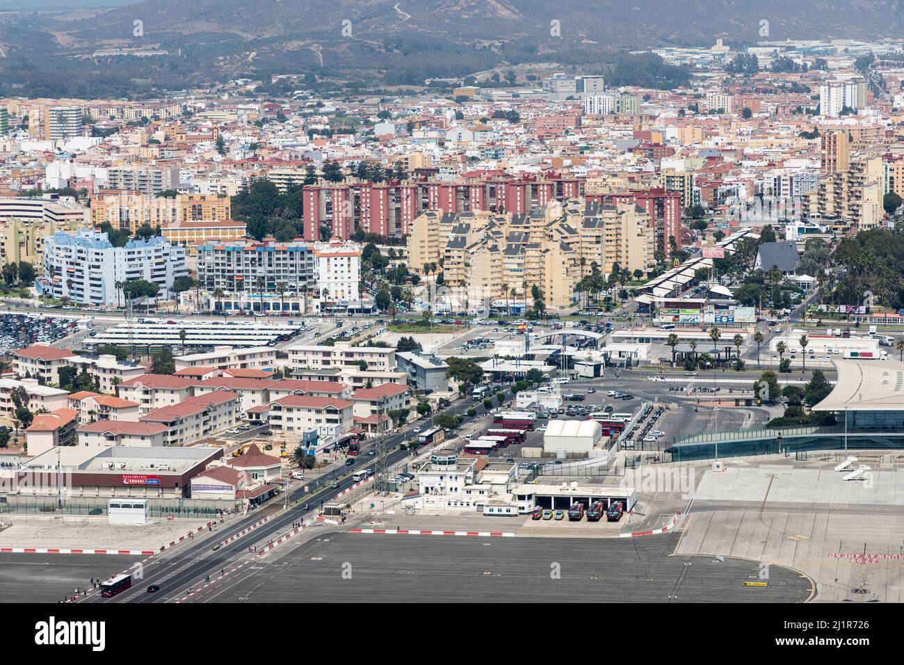 La Linea de la Concepcion, Spain, seen from Gibraltar Stock Photo
