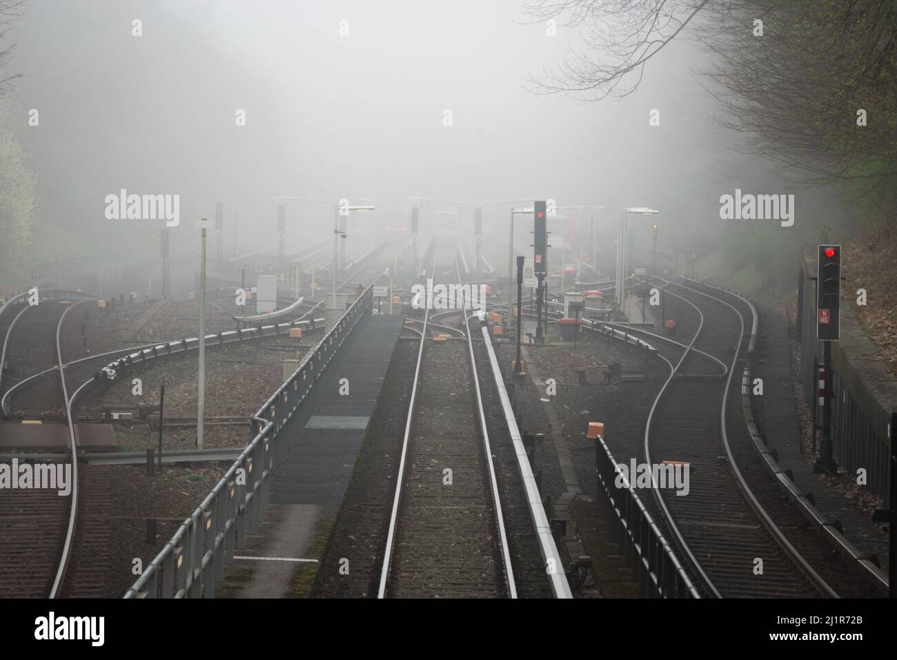subway messy lines in foggy day Stock Photo