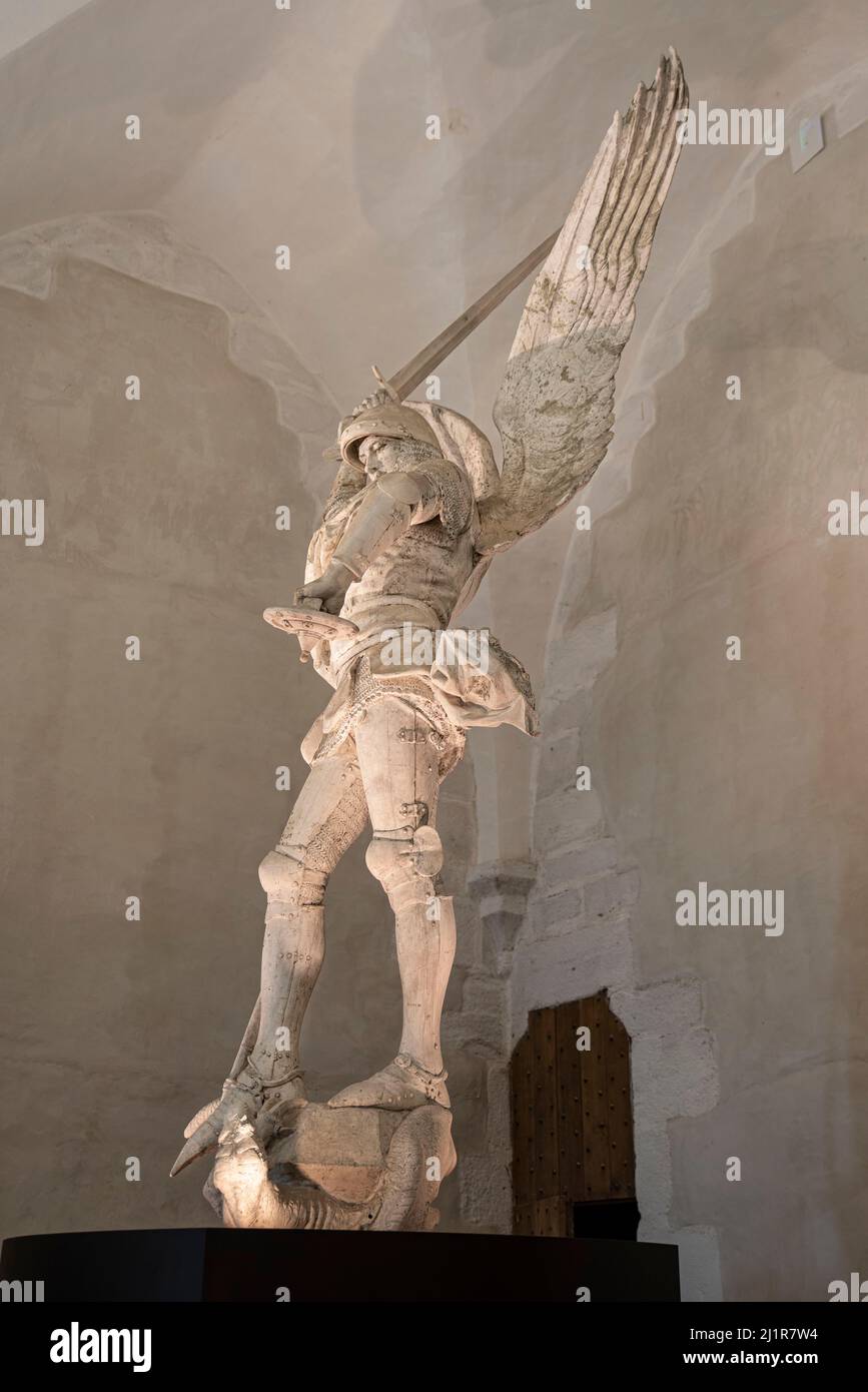Close-up of the statue of Archangel Michael at Mont Saint Michel Stock ...