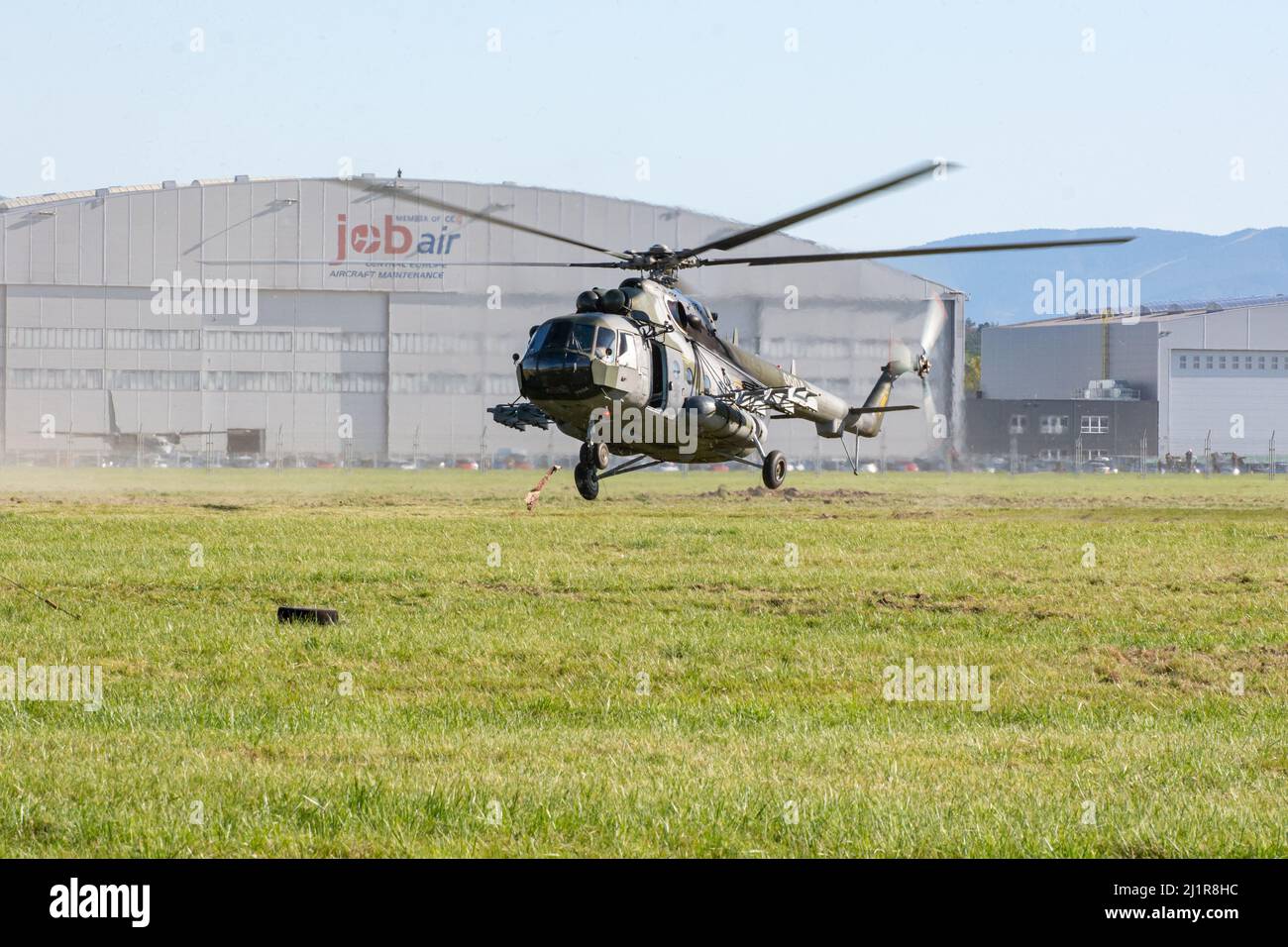 NATO Days, Ostrava, Czech Republic. September 22nd, 2019:  Czech and Romanian Special forces soldiers land in Czech air force Mil Mi-171 Helicopter Stock Photo