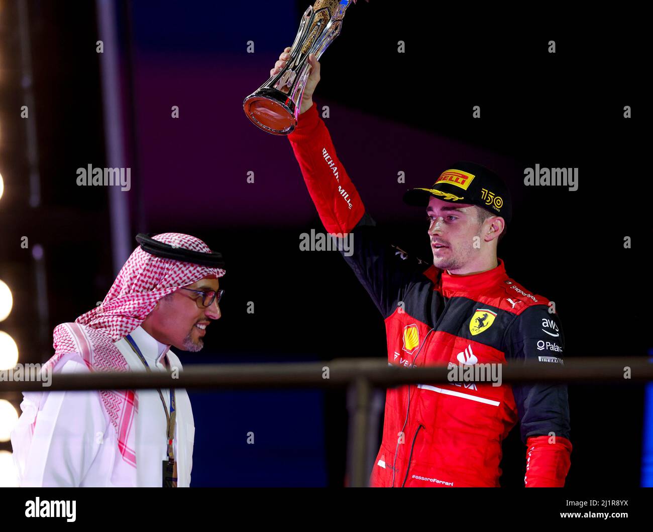Jeddah, Saudi Arabia. 27th Mar, 2022. #16 Charles Leclerc (MCO, Scuderia Ferrari), F1 Grand Prix of Saudi Arabia at Jeddah Corniche Circuit on March 27, 2022 in Jeddah, Saudi Arabia. (Photo by HIGH TWO) Credit: dpa/Alamy Live News Stock Photo