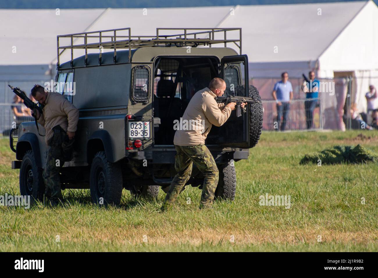 NATO Days, Ostrava, Czech Republic. September 22nd, 2019:  Demonstration of combat action with Czech Army special forces and Romanian soldiers. Stock Photo