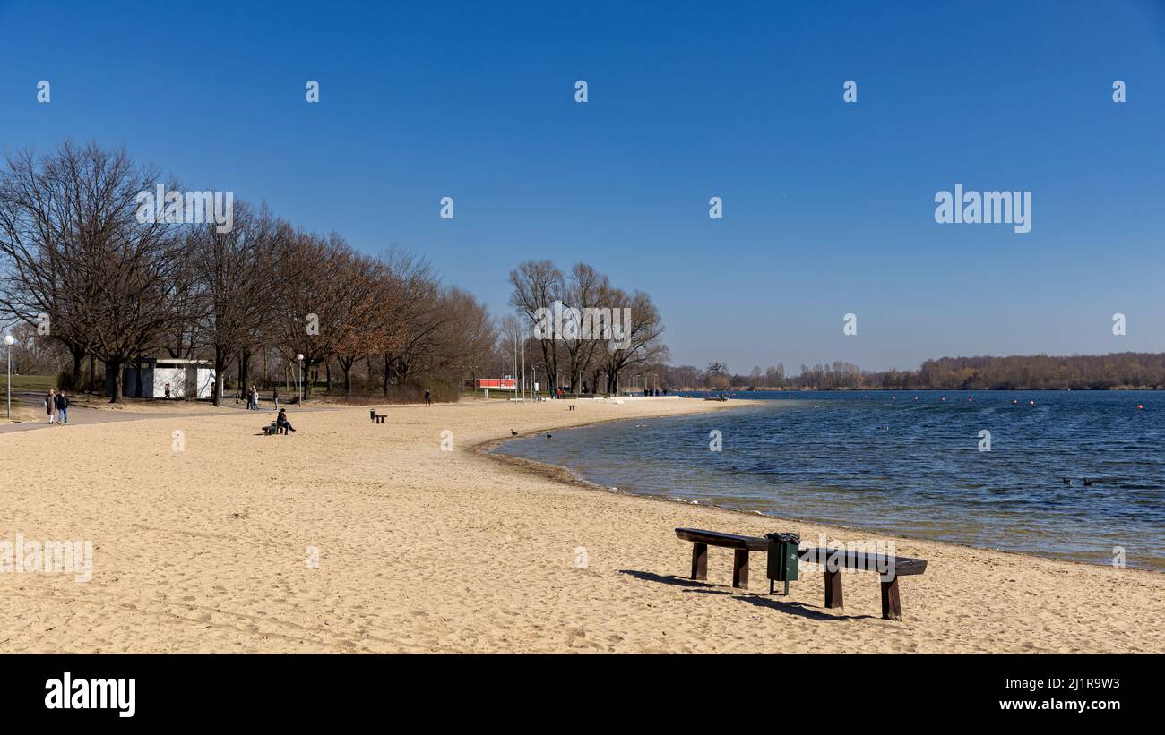 Lake in Allerpark -public park on a bright spring day Stock Photo