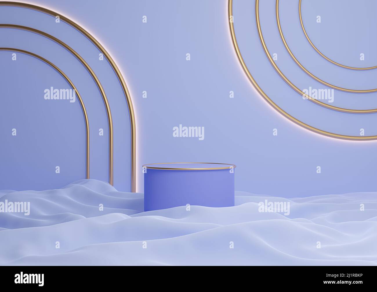 Light, pastel blue 3D rendering luxurious product display cylinder ...