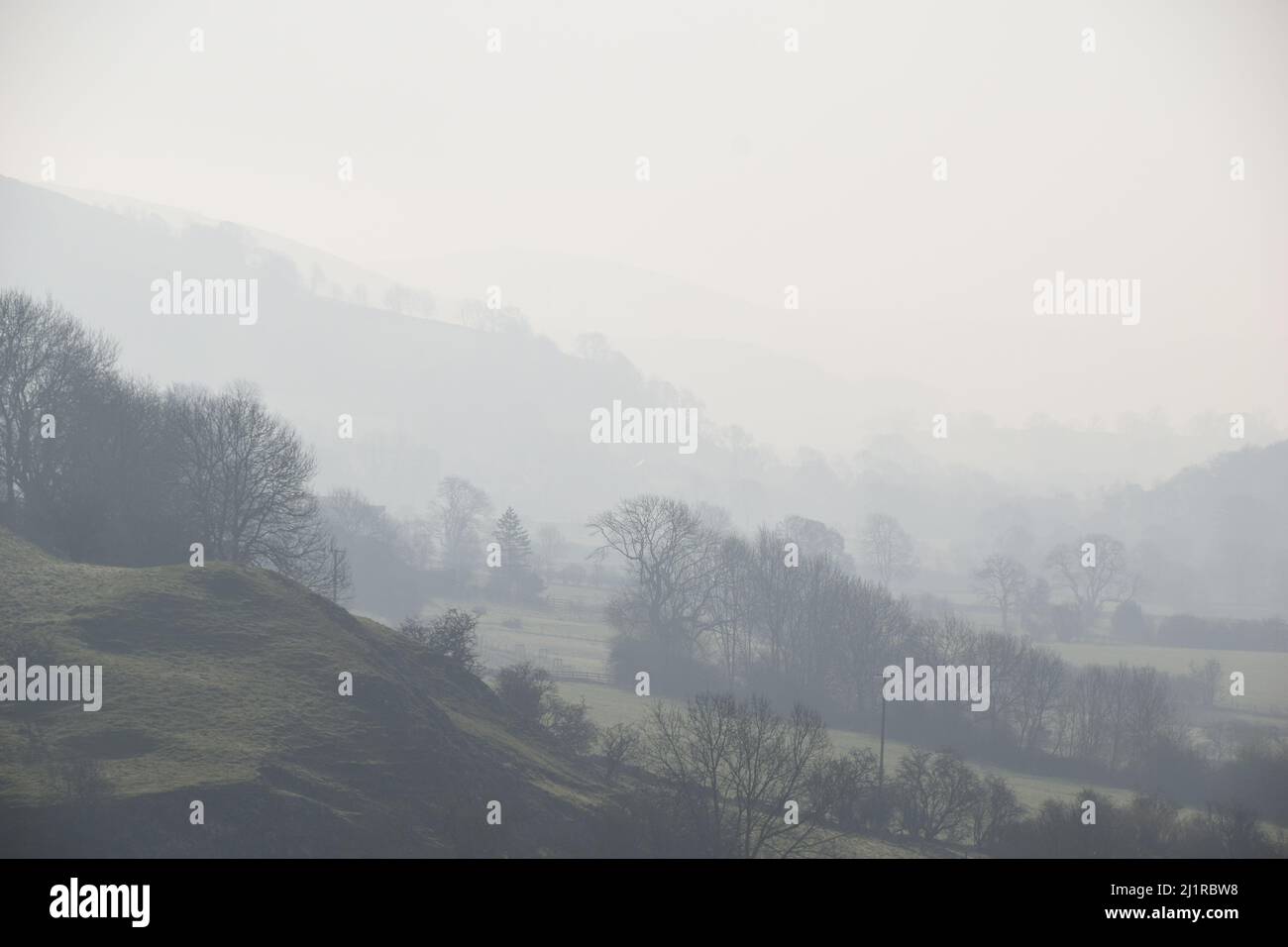 From the Carboniferous period to present the hills at the head of the Dove valley on the Derbyshire/Staffordshire border known as Reef Knolls live on. Stock Photo