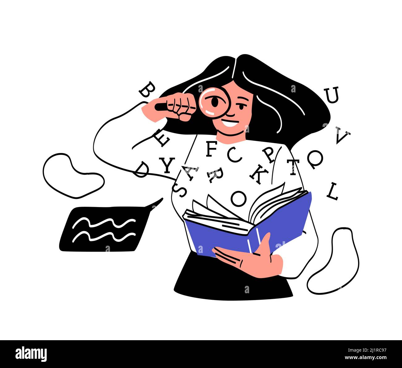 Person with interesting book abstract concept Stock Vector