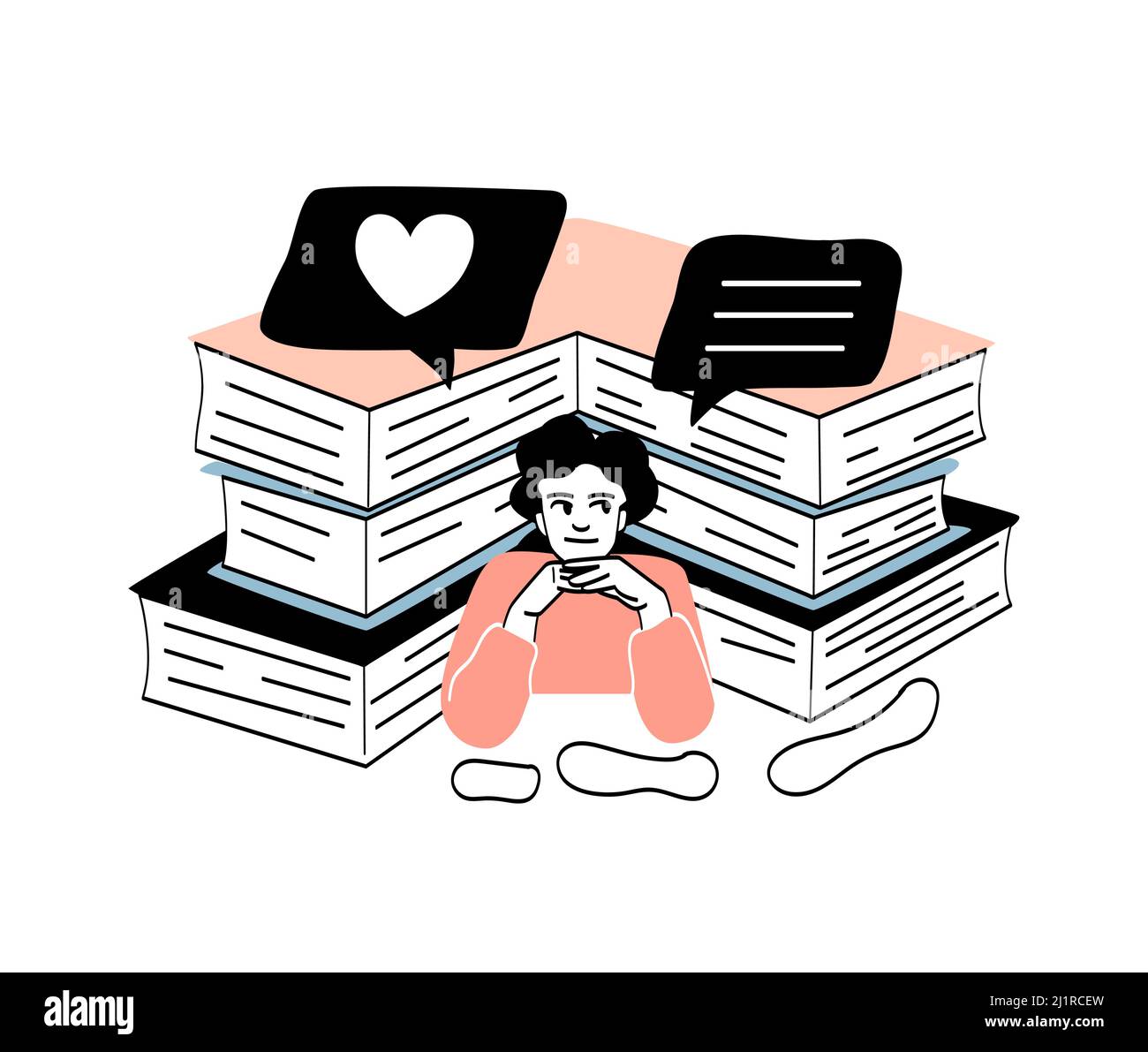 Person with interesting book abstract concept Stock Vector