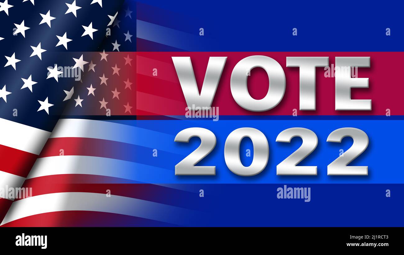 Vote 2022 with the United States of America flag Stock Photo