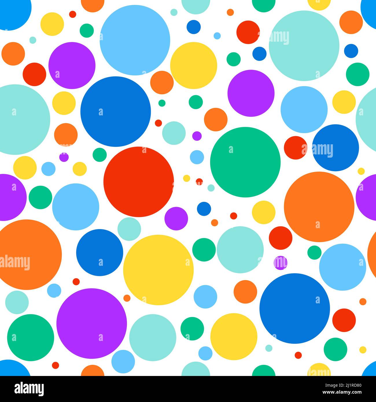 Bright circles in a colorful seamless repeat pattern - Vector Illustration Stock Vector