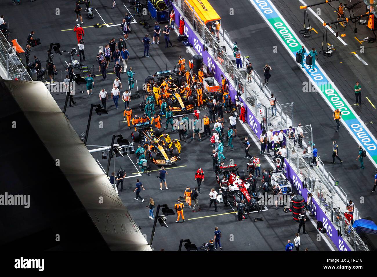 Jeddah, Saudi Arabia. 27th Mar, 2022. Starting grid, 24 Guanyu Zhou
