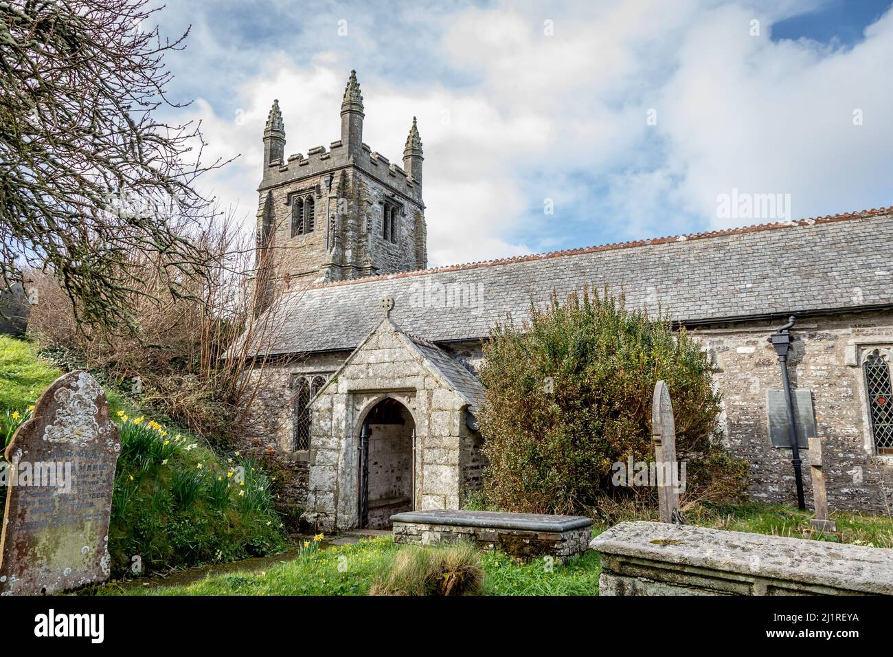 The Parish Church of Saint Genesius at St Gennys, Cornwall, England, UK Stock Photo