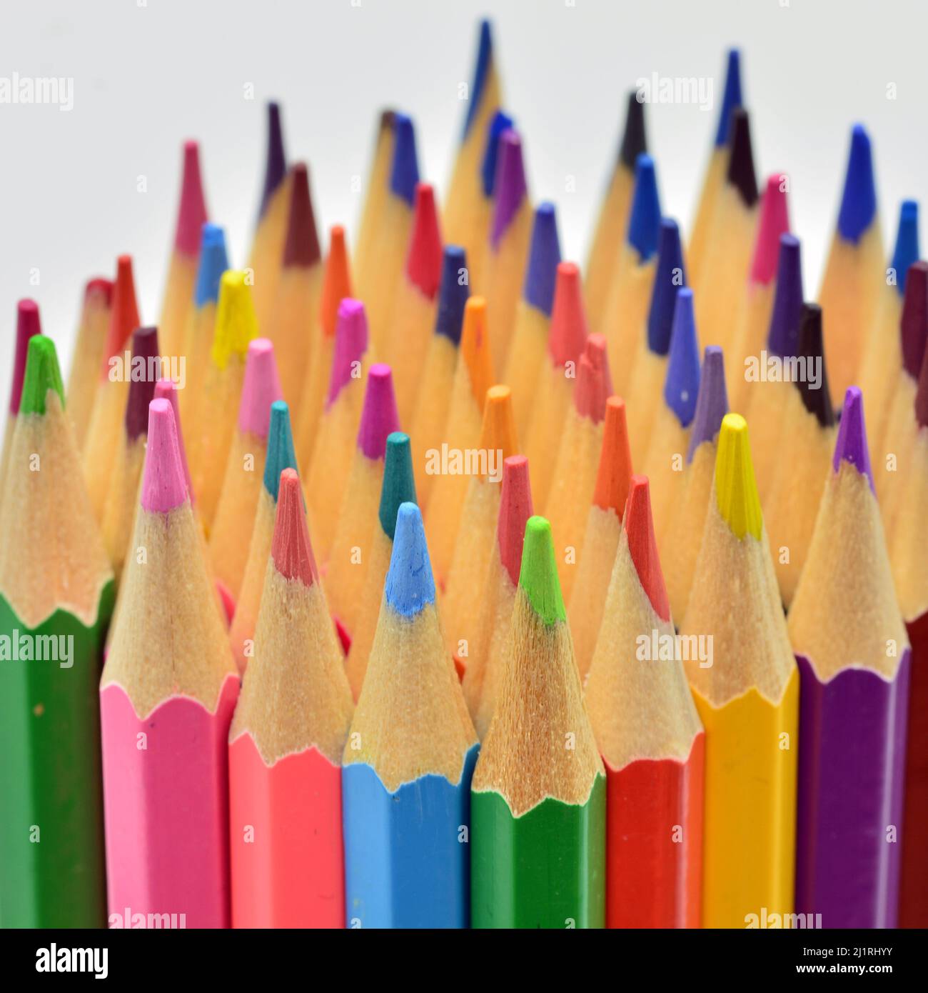 detalles de puntas de lápices de colores, aislado sobre fondo blanco Stock Photo