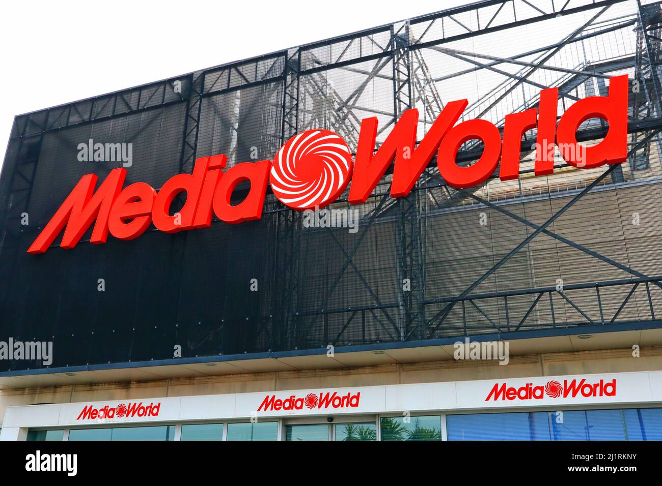 MediaWorld a German multinational chain of stores selling consumer electronics. In Italy the brand MediaWorld is used instead of MediaMarkt Stock Photo