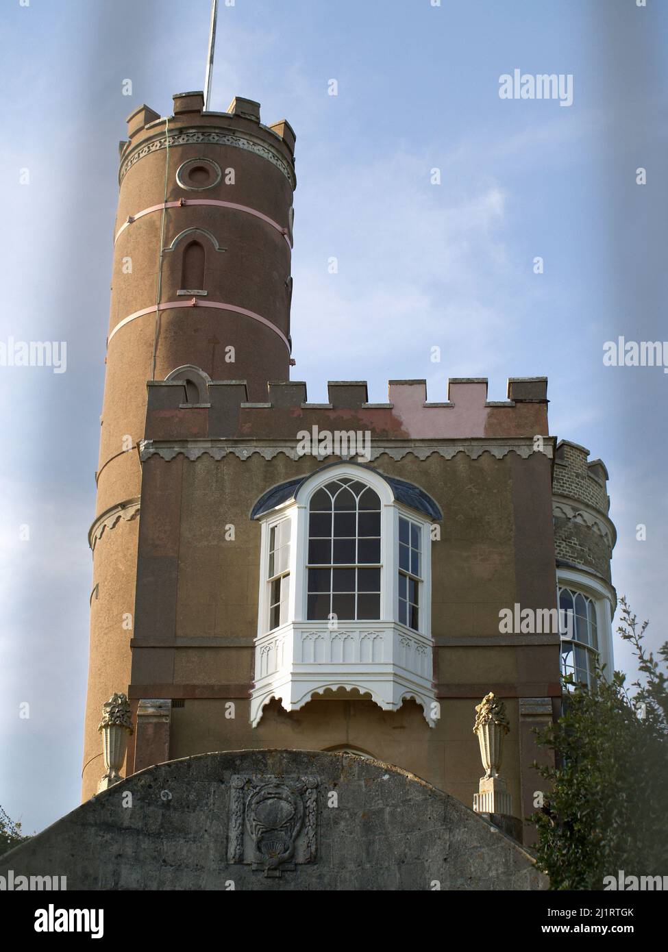 Luttrell's Tower, a 3 story brick folly at Calshot Beach, New Forest