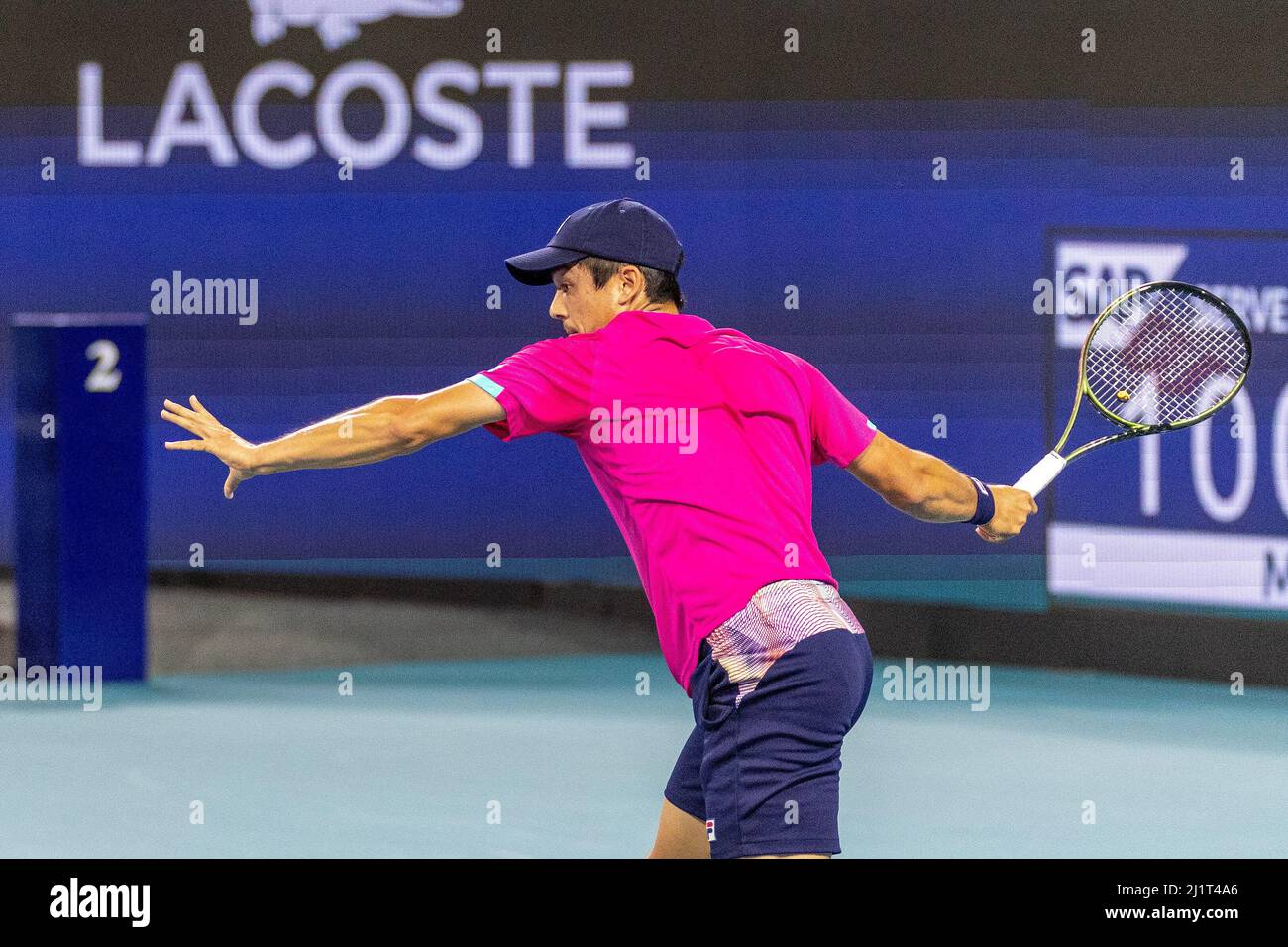 Miami Gardens, FL, USA. 27th March 2022. Mackenzie McDonald (USA) vs Alexander Zverev (GER) during the world tennis tournament at the 2022 Miami Open powered by Itau. Score: 2-6, 2-6. Winner: Alexander Zverev (GER). Credit: Yaroslav Sabitov/YES Market Media/Alamy Live News. Stock Photo