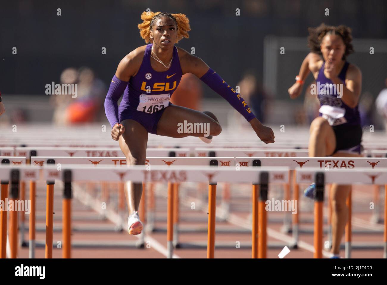 LSU Alia Armstrong runs the 100 hurdleas during the 94th Clyde