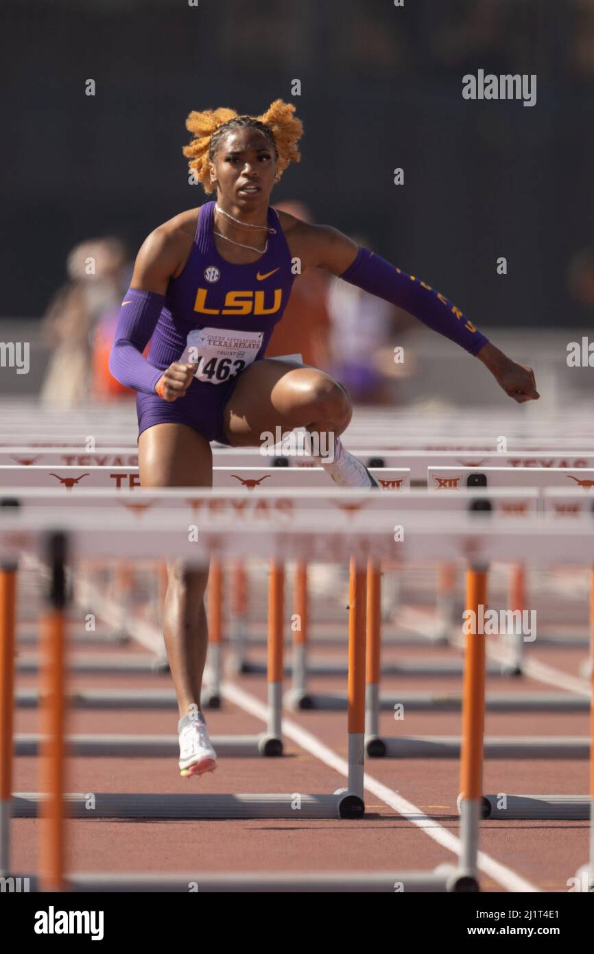 LSU Alia Armstrong runs the 100 hurdleas during the 94th Clyde