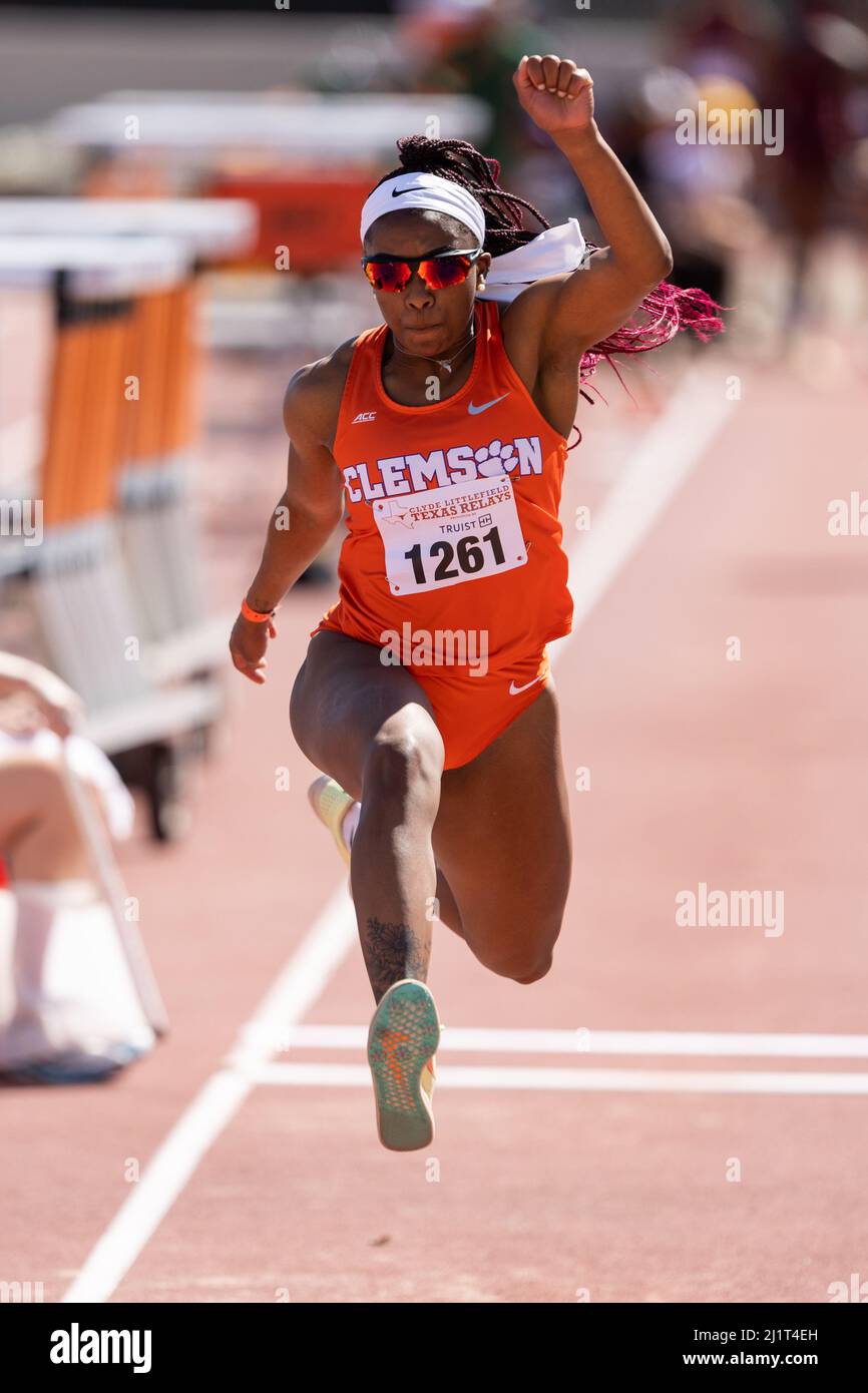 Clemson’s Harleigh White competes in the triple jump during the 94th