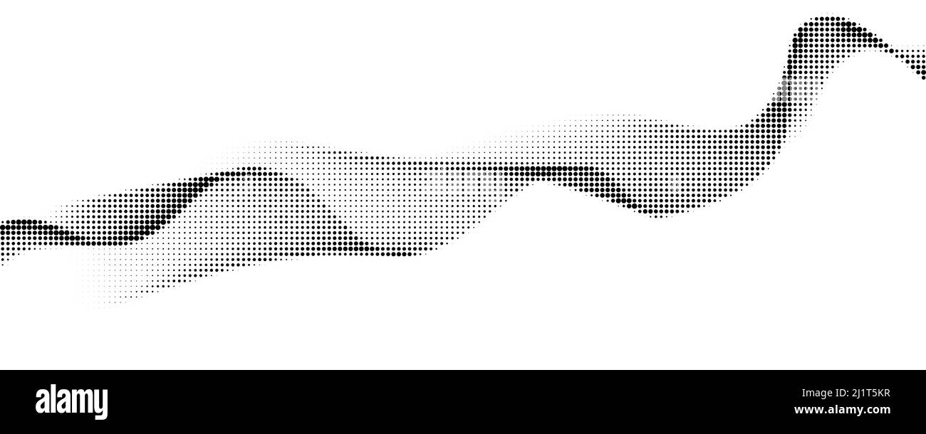 Abstract wavy background with halftone pattern. Black and white ...