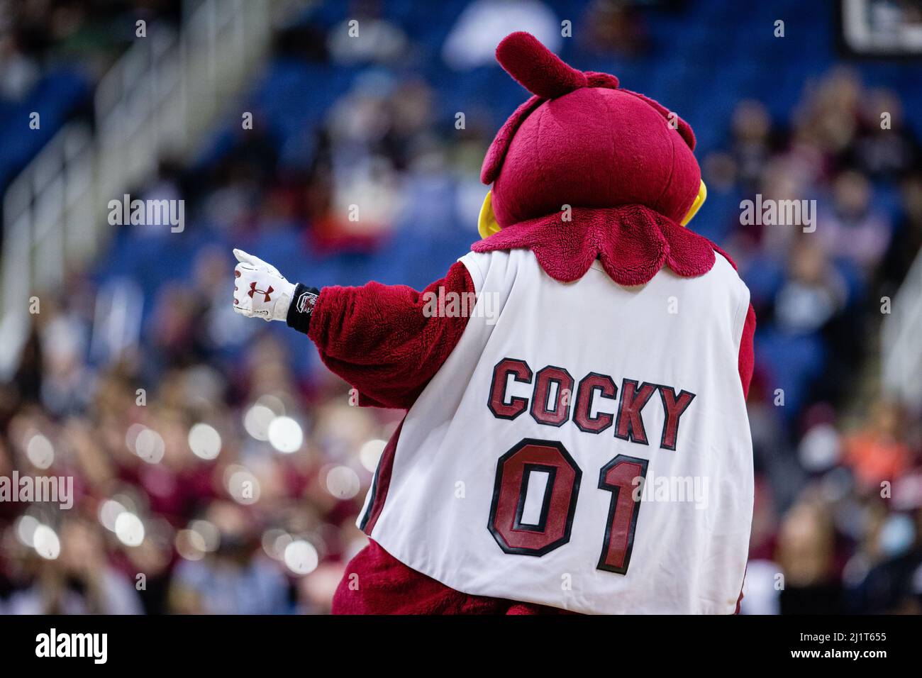 Jacksonville State Gamecocks mascot, Cocky the Gamecock.