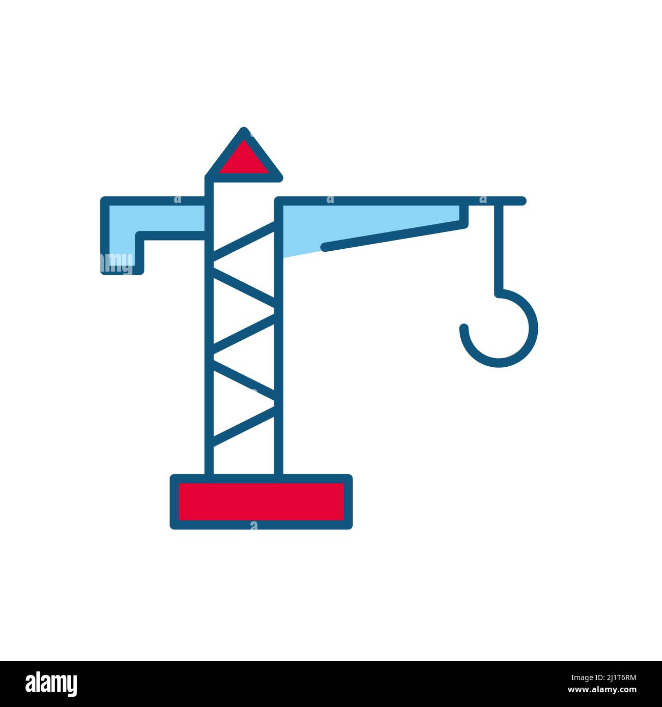 Construction crane for lifting and lowering cargo. Pixel perfect, editable stroke color icon Stock Vector