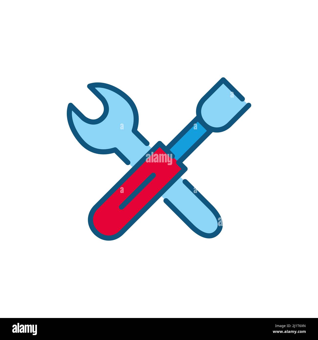 Settings, configuration, service and construction tools color icon. Pixel perfect, editable stroke Stock Vector