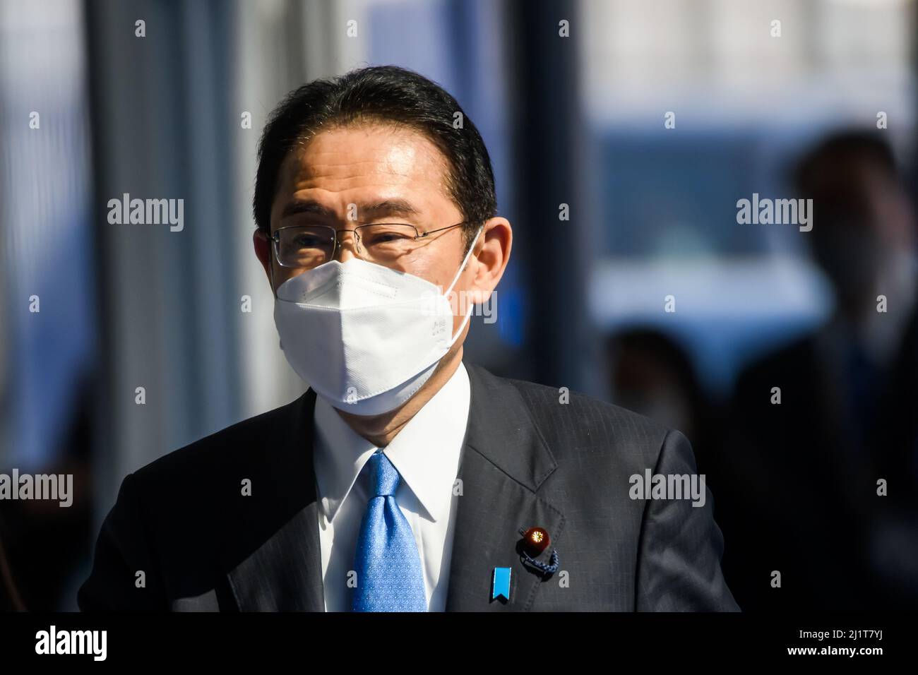 BRUSSELS, BELGIUM. 24th March 2022. Fumio Kishida, Prime Minister of Japan, arrives to G7 Summit. Brussels, Belgium Stock Photo