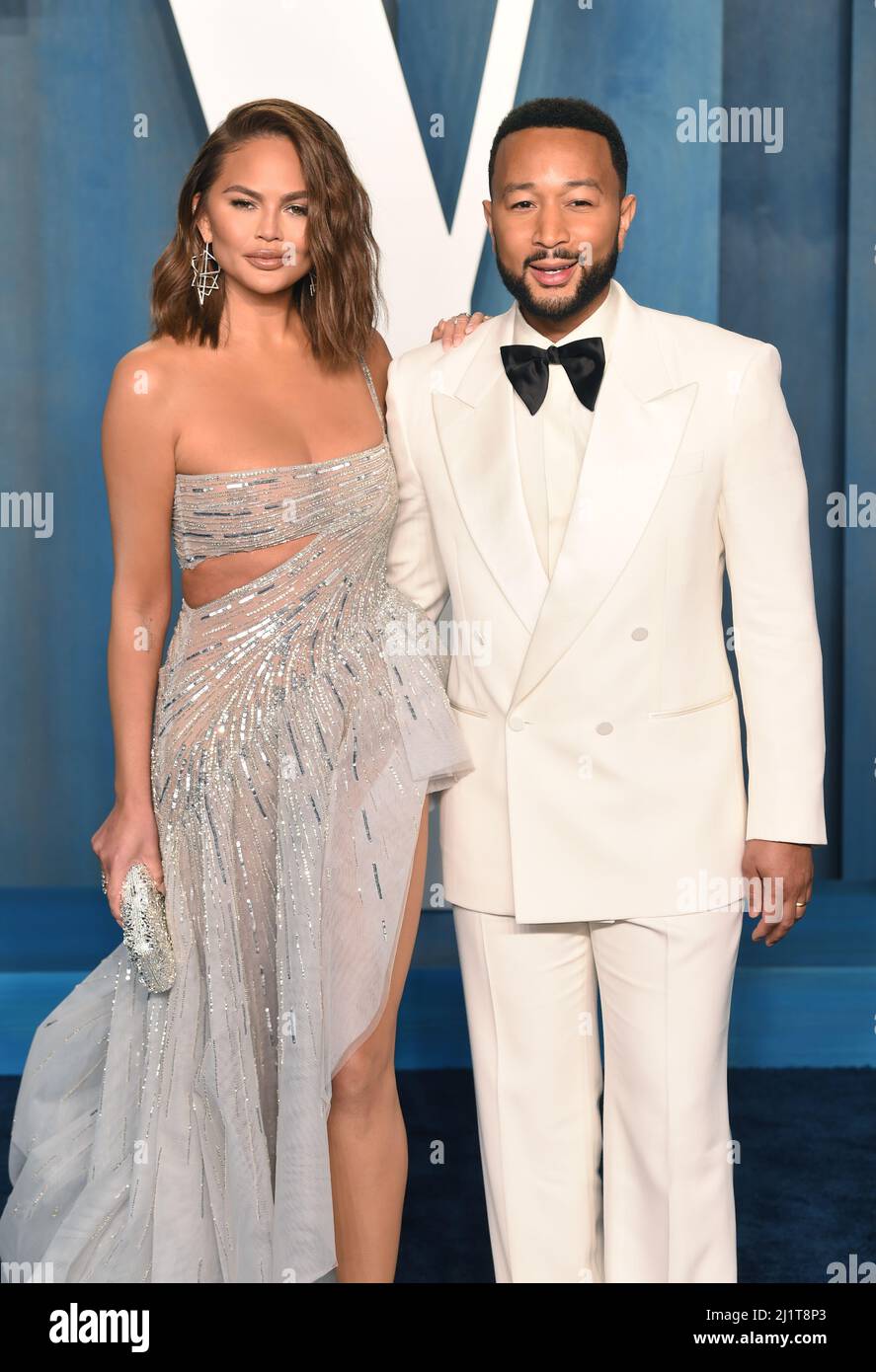 Christine Teigen and John Legend attending the Vanity Fair Oscar Party
