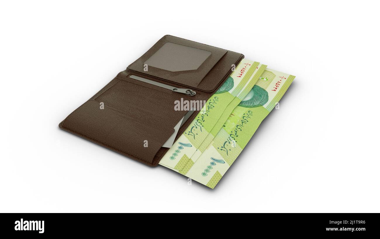 3D rendering of 10000 Iranian rial notes in wallet Stock Photo - Alamy